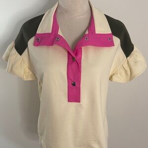 Stylish Cream and Pink Button Down Shirt